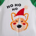Christmas Dog in Hat Print Green Family Matching Long-sleeve Pajamas Sets (Flame Resistant) Green