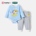Baby Shark 2-piece Baby Boy Cotton Bodysuit and Solid Pants Sets Blue