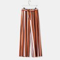 Striped Orange Casual Belted Wide Leg Pants for Mom and Me Orange