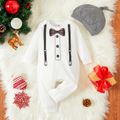 Baby Boy 2pcs Christmas Letter/Deer/Bowtie Print Long-sleeve Jumpsuit Set White