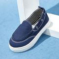 Toddler / Kid Perforated Lace-up Detail Blue Canvas Shoes Blue