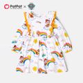 PAW Patrol Toddler Girl Flounce and Rainbow Allover Dress White