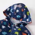 Kid Boy/Kid Girl Dinosaur Print Zipper Hooded Jacket Blue