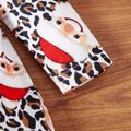 Christmas Baby Girl Santa and Leopard Print Bowknot Long-sleeve Dress Color block