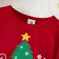 Christmas Tree and Letter Print Red Baby Girl Long-sleeve Romper Red