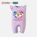 Baby Shark Big Graphic Cotton Jumpsuit for Baby Girl Light Purple