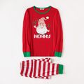 Christmas Gnome Letters Print Family Matching Long-sleeve Red Striped Pajamas Sets (Flame Resistant) Red