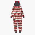 Family Matching Christmas All Over Print Red 3D Antlers Hooded Long-sleeve Onesies Pajamas Sets (Flame Resistant) Red image 5