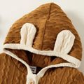 3D Ears Color Block Long-sleeve Hooded Baby Boy/Girl Knitted Outwear Brown