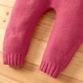 Baby Girl Pink 3D Ears Hooded Long-sleeve Knitted Jumpsuit Pink image 4