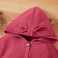 Baby Girl Pink 3D Ears Hooded Long-sleeve Knitted Jumpsuit Pink image 2