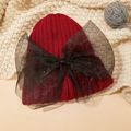 Baby / Toddler Bow Decor Solid Knitted Beanie Hat Red
