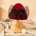 Baby / Toddler Bow Decor Solid Knitted Beanie Hat Red
