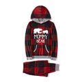 Christmas Letters and Polar Bear Print Red Plaid Family Matching Long-sleeve Hooded Pajamas Sets (Flame Resistant) Red image 5