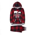 Christmas Letters and Polar Bear Print Red Plaid Family Matching Long-sleeve Hooded Pajamas Sets (Flame Resistant) Red image 2