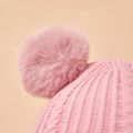 Toddler Winter Knitted Woolen Beanie One-piece Hair Ball(Random decorative balls) Pink image 4
