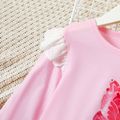Toddler Girl Schiffy Ruffled Butterfly Print Long-sleeve Pink Dress Pink