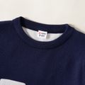 Kid Boy Letter Print Casual Knit Sweater Navy