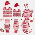 Christmas All Over Print Red Family Matching Long-sleeve Pajamas Sets (Flame Resistant) Red image 1