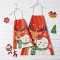 Christmas Deer and Snowman Print Red Apron for Mom and Me Red image 1