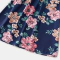 Family Matching Floral Print V Neck Midi Dresses and Colorblock Short-sleeve T-shirts Sets Royal Blue