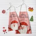 Christmas Cartoon Santa Claus and Letter Print Pink Aprons for Mom and Me Pink image 1