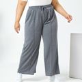 Women Plus Size Sporty Drawstring Grey Pants Grey