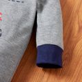 Baby Boy Striped/Cartoon Car Print Colorblock Long-sleeve Jumpsuit Grey image 4