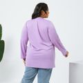 Women Plus Size Elegant Cut Out Zipper Front Light Purple Blouse Light Purple