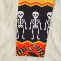 2-piece Kid Boy/Kid Girl Halloween Ghost Skeleton Print Long-sleeve Top and Pants Sleepwear Lounge Set Orange
