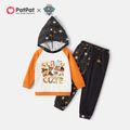 PAW Patrol 2-piece Toddler Boy Halloween Spider Pattern Hooded Sweatshirt and Pants Sets Orange