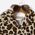 Leopard Print Splice Black Pocket Long-sleeve Fleece Hoodies for Mom and Me Multi-color