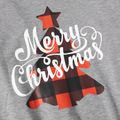 Christmas Letter and Plaid Print Grey Family Matching Long-sleeve Sweatshirts Multi-color