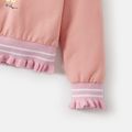 Smurfs Kid Girl Graphic Stripe Ruffle Hem Hoodie Sweatshirt Pink