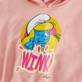 Smurfs Kid Girl Graphic Stripe Ruffle Hem Hoodie Sweatshirt Pink