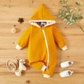 Solid Long-sleeve Hooded Wool Blend Baby Jumpsuit Ginger image 2