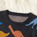 Kid Boy Animal Dinosaur Pattern Sweater Multi-color