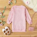 Kid Girl Flip Sequin Heart Pattern Sweatshirt Dress/  100% Cotton Denim Leggings Pink image 1