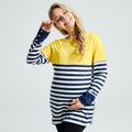 Maternity Stripe Splice Button Decor Long-sleeve Round Neck T-shirt Multi-color