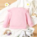 Baby Girl Letter Print Solid Ruffle Long-sleeve Sweatshirt Pullover Pink