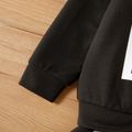 2-piece Toddler Boy Letter Print Pullover Sweatshirt and Colorblock Pants Set Black/White