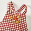 100% Cotton Baby Girl Floral Embroidered Sleeveless Crepe Romper Red