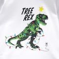2-piece Toddler Boy Letter Dinosaur Print Long-sleeve Top and 100% Cotton Pants Set White