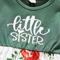 Toddler Girl Letter Print Ruffled Floral Print Stitching Long-sleeve Dress Green