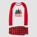 Christmas Tree and Letters Print Red Family Matching Long-sleeve Pajamas Sets (Flame Resistant) Red/White