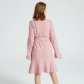Maternity Pink Long-sleeve Belted Nightdress Pink