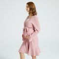 Maternity Pink Long-sleeve Belted Nightdress Pink