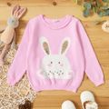 Toddler Girl Cute Rabbit Pattern Sequined Sweater Pink