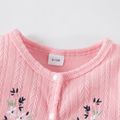 Baby Girl Embroidered Solid Long-sleeve Jumpsuit Pink