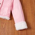Baby Pink Button Down Fleece Lined Long-sleeve Hooded Knitted Coat Pink